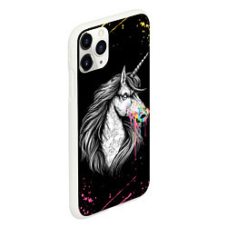 Чехол iPhone 11 Pro матовый ЕДИНОРОГ UNICORN RAINBOW, цвет: 3D-белый — фото 2