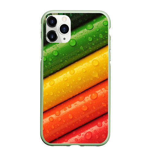 Чехол iPhone 11 Pro матовый Цветные линии / 3D-Салатовый – фото 1