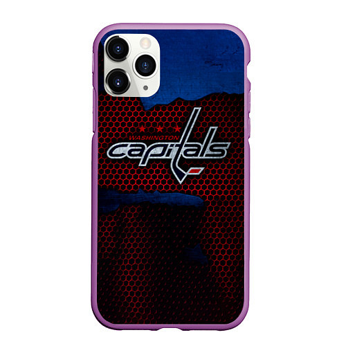 Чехол iPhone 11 Pro матовый WASHINGTON CAPITALS / 3D-Фиолетовый – фото 1