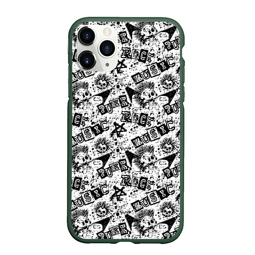 Чехол iPhone 11 Pro матовый PUNK ROCK / 3D-Темно-зеленый – фото 1