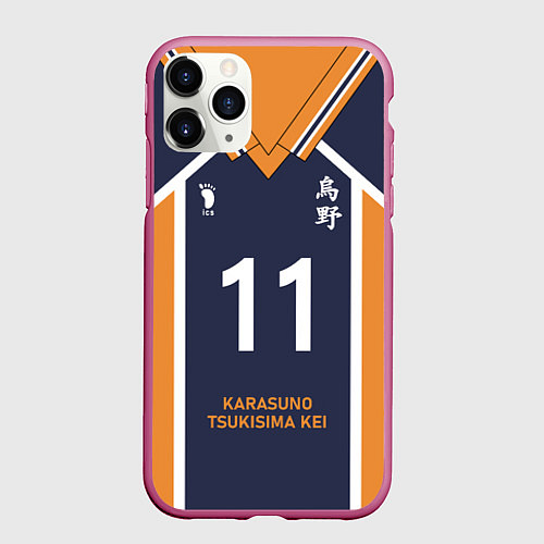 Чехол iPhone 11 Pro матовый KARASUNO 11 ФОРМА КАРАСУНО / 3D-Малиновый – фото 1