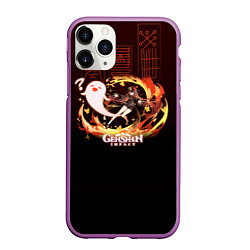 Чехол iPhone 11 Pro матовый Genshin Impact - Hu Tao, цвет: 3D-фиолетовый