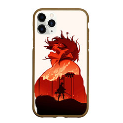 Чехол iPhone 11 Pro матовый Атака Титанов, цвет: 3D-коричневый