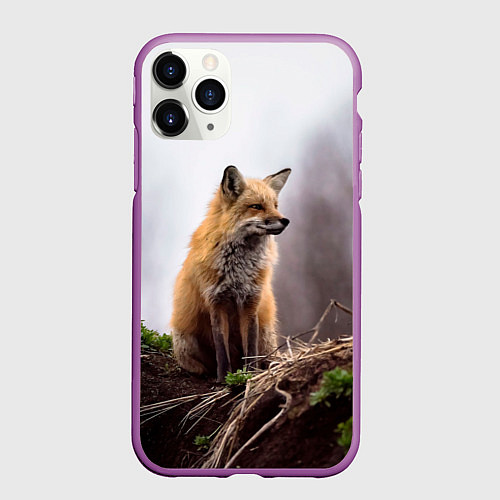 Чехол iPhone 11 Pro матовый Лиса / 3D-Фиолетовый – фото 1