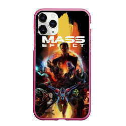 Чехол iPhone 11 Pro матовый Mass effect, цвет: 3D-малиновый