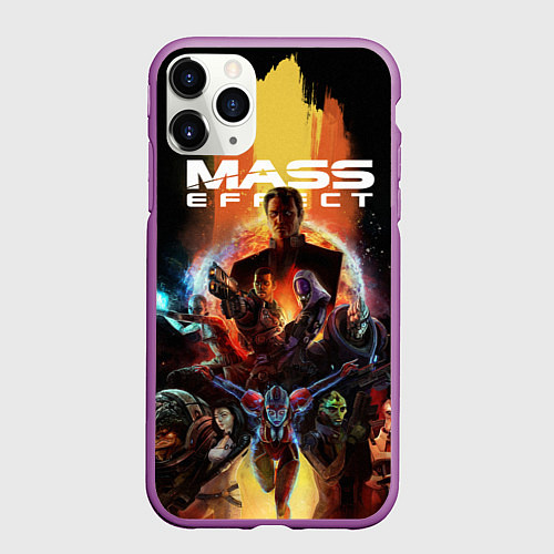 Чехол iPhone 11 Pro матовый Mass effect / 3D-Фиолетовый – фото 1