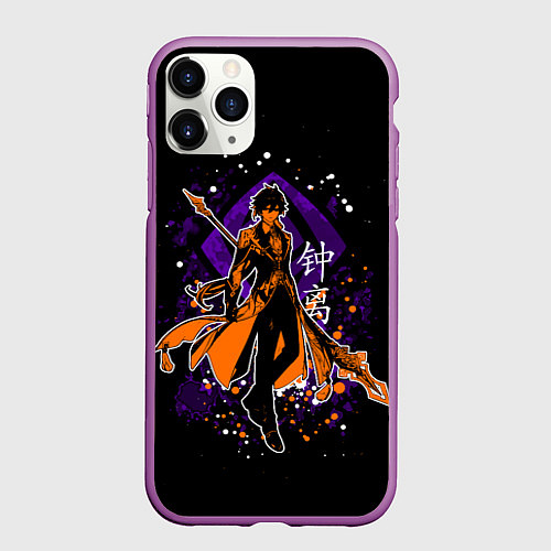 Чехол iPhone 11 Pro матовый GENSHIN IMPACT, ЧЖУН ЛИ / 3D-Фиолетовый – фото 1