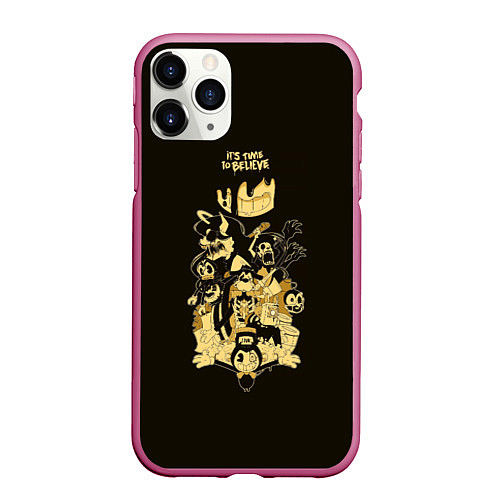 Чехол iPhone 11 Pro матовый Bendy And The Ink Machine / 3D-Малиновый – фото 1