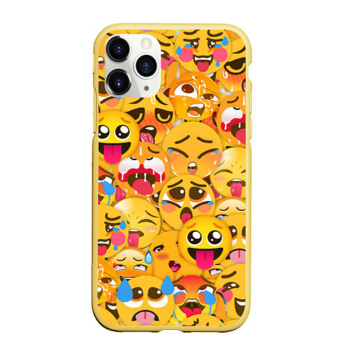 Чехол iPhone 11 Pro матовый AHEGAO EMOJI / 3D-Желтый – фото 1