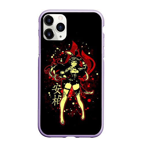 Чехол iPhone 11 Pro матовый GENSHIN IMPACT, ЭМБЕР / 3D-Светло-сиреневый – фото 1