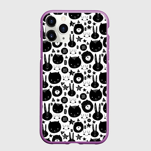 Чехол iPhone 11 Pro матовый Мультяшки / 3D-Фиолетовый – фото 1