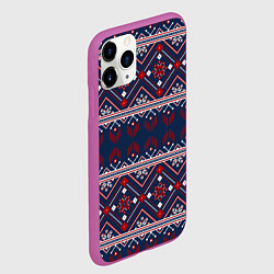 Чехол iPhone 11 Pro матовый Русские народные узоры, цвет: 3D-фиолетовый — фото 2