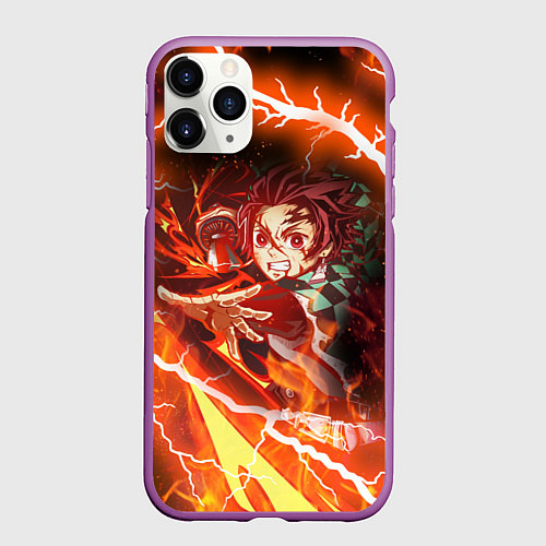 Чехол iPhone 11 Pro матовый КЛИНОК РАССЕКАЮЩИЙ ДЕМОНОВ / 3D-Фиолетовый – фото 1