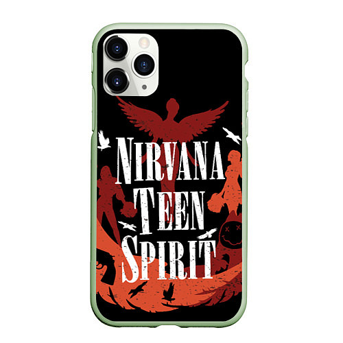 Чехол iPhone 11 Pro матовый NIRVANA TEEN SPIRIT / 3D-Салатовый – фото 1