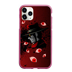 Чехол iPhone 11 Pro матовый ХеллсингHellsing, цвет: 3D-малиновый