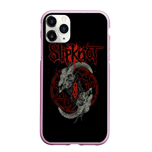 Чехол iPhone 11 Pro матовый Slipknot Черепа / 3D-Розовый – фото 1