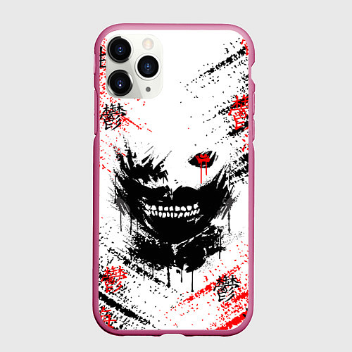 Чехол iPhone 11 Pro матовый ТОКИЙСКИЙ ГУЛЬ КЕН КАНЕКИ / 3D-Малиновый – фото 1