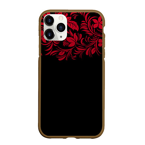 Чехол iPhone 11 Pro матовый Цветы / 3D-Коричневый – фото 1