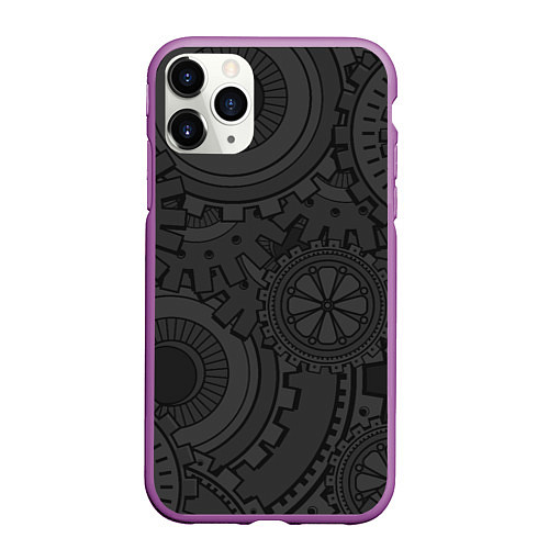 Чехол iPhone 11 Pro матовый GEARS STEAMPUNK / 3D-Фиолетовый – фото 1