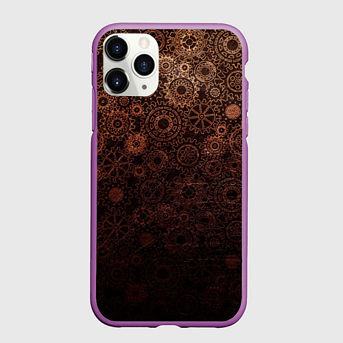 Чехол iPhone 11 Pro матовый Шестеренки / 3D-Фиолетовый – фото 1