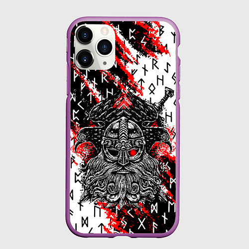 Чехол iPhone 11 Pro матовый БОГ ОДИН / 3D-Фиолетовый – фото 1