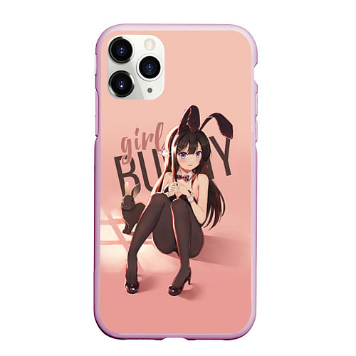 Чехол iPhone 11 Pro матовый Bunny Girl / 3D-Розовый – фото 1