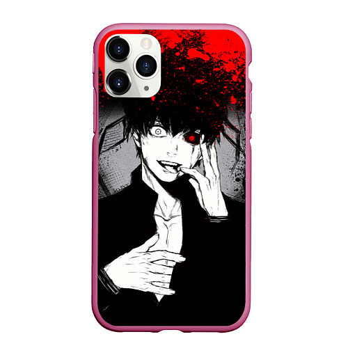 Чехол iPhone 11 Pro матовый ТОКИЙСКИЙ ГУЛЬ TOKYO GHOUL / 3D-Малиновый – фото 1