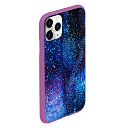 Чехол iPhone 11 Pro матовый Синяя чешуйчатая абстракция blue cosmos, цвет: 3D-фиолетовый — фото 2