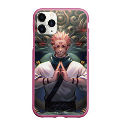 Чехол iPhone 11 Pro матовый МАГИЧЕСКАЯ БИТВА SUKUNA, цвет: 3D-малиновый