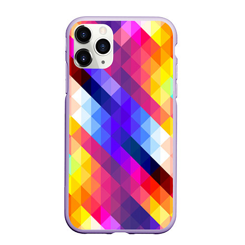 Чехол iPhone 11 Pro матовый Пиксельная радуга / 3D-Светло-сиреневый – фото 1