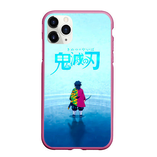 Чехол iPhone 11 Pro матовый Гию Томиока Kimetsu no Yaiba / 3D-Малиновый – фото 1