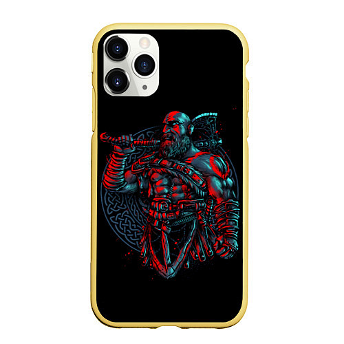 Чехол iPhone 11 Pro матовый Brutal Kratos / 3D-Желтый – фото 1