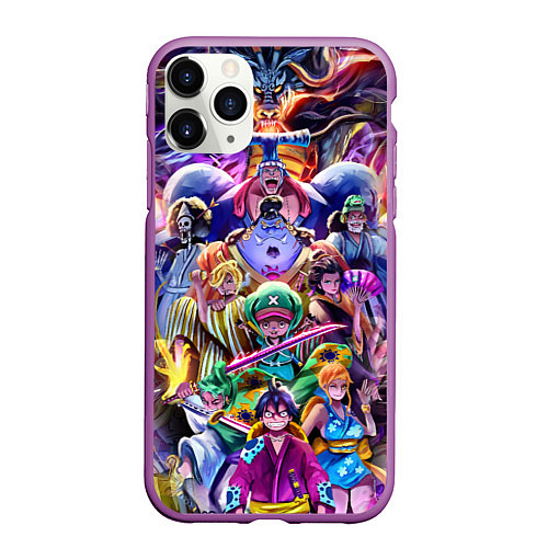 Чехол iPhone 11 Pro матовый ONE PIECE ВАН ПИС ПЕРСОНАЖИ / 3D-Фиолетовый – фото 1