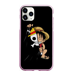 Чехол iPhone 11 Pro матовый ONE PIECE ЛУФФИ ЧЕРЕП СИМВОЛ, цвет: 3D-розовый