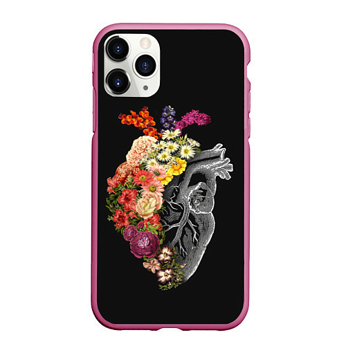 Чехол iPhone 11 Pro матовый Natural Heart Dual / 3D-Малиновый – фото 1