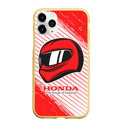 Чехол iPhone 11 Pro матовый Honda - Strokes / 3D-Желтый – фото 1