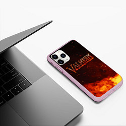 Чехол iPhone 11 Pro матовый Valheim огненный лого, цвет: 3D-розовый — фото 2