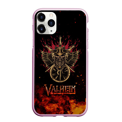 Чехол iPhone 11 Pro матовый Valheim символ черепа / 3D-Розовый – фото 1