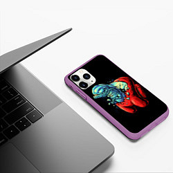 Чехол iPhone 11 Pro матовый Among Us Aliens, цвет: 3D-фиолетовый — фото 2