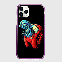 Чехол iPhone 11 Pro матовый Among Us Aliens, цвет: 3D-фиолетовый
