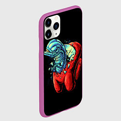 Чехол iPhone 11 Pro матовый Among Us Aliens, цвет: 3D-фиолетовый — фото 2