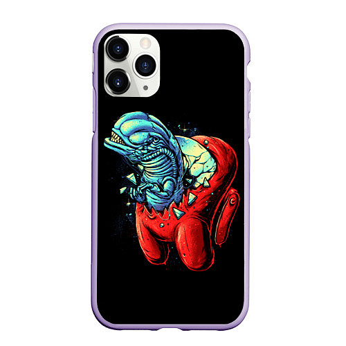 Чехол iPhone 11 Pro матовый Among Us Aliens / 3D-Светло-сиреневый – фото 1