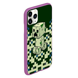 Чехол iPhone 11 Pro матовый Minecraft Крипер, цвет: 3D-фиолетовый — фото 2