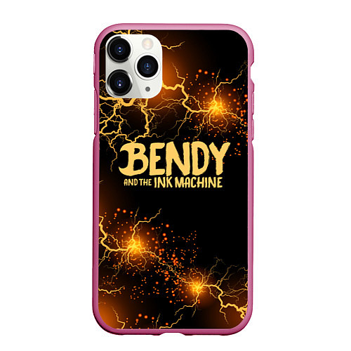 Чехол iPhone 11 Pro матовый BENDY LOGO / 3D-Малиновый – фото 1