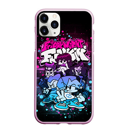 Чехол iPhone 11 Pro матовый Friday Night Funkin Neon / 3D-Розовый – фото 1