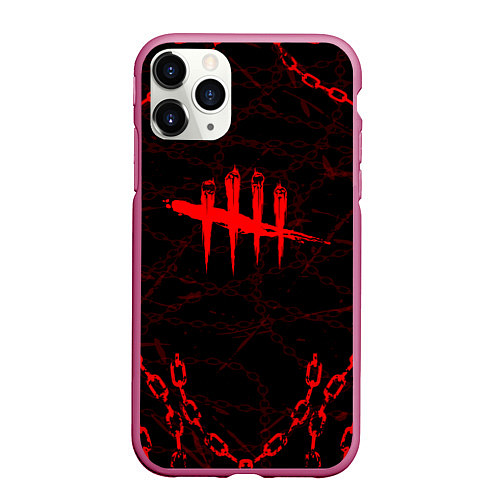 Чехол iPhone 11 Pro матовый DEAD BY DAYLIGHT ЦЕПИ / 3D-Малиновый – фото 1