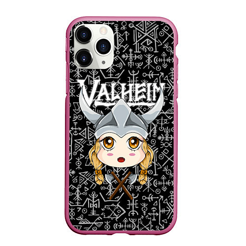 Чехол iPhone 11 Pro матовый Valheim Girl / 3D-Малиновый – фото 1