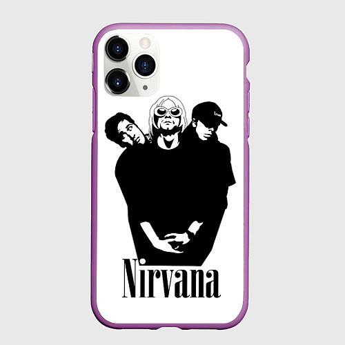 Чехол iPhone 11 Pro матовый Nirvana Группа / 3D-Фиолетовый – фото 1