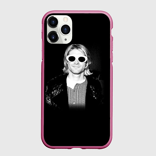 Чехол iPhone 11 Pro матовый Курт Кобейн в Очках Nirvana / 3D-Малиновый – фото 1