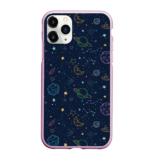 Чехол iPhone 11 Pro матовый Созвездия / 3D-Розовый – фото 1